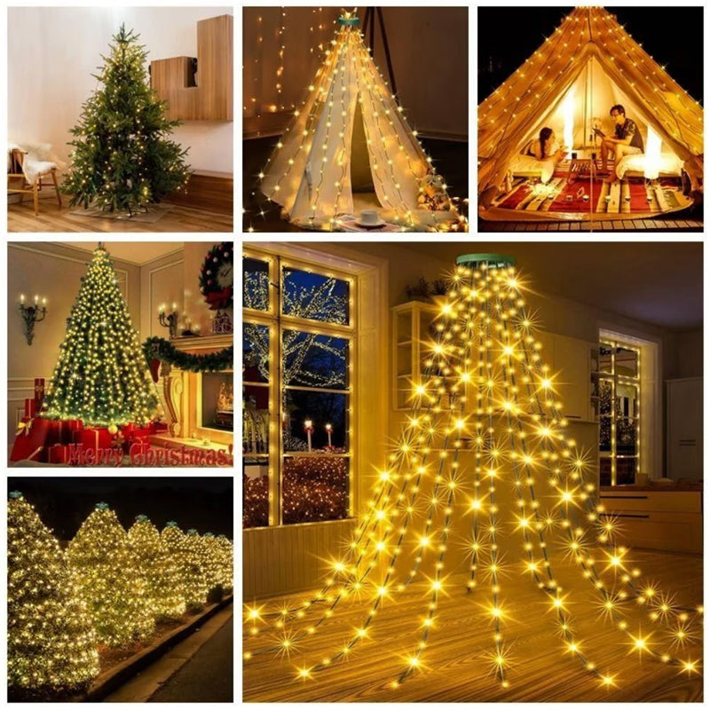 Luci a cascata per albero di Natale con anello