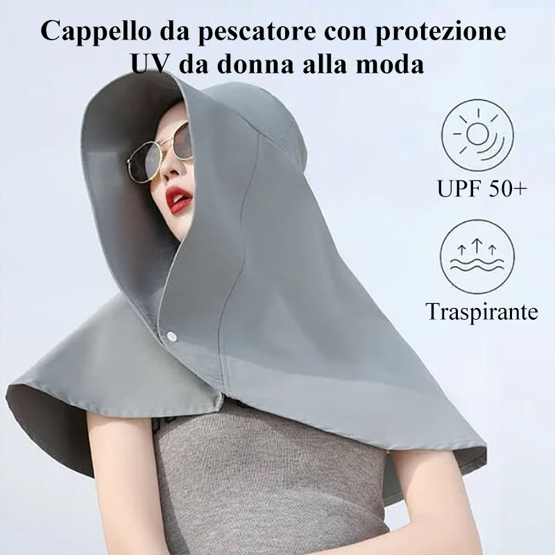 Cappello da pescatore con protezione UV da donna alla moda