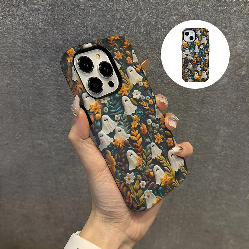 Custodia per cellulare con motivo Cartoon Fantasma e Fiore
