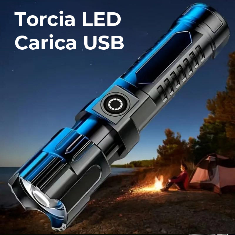 Torcia portatile USB ricaricabile e potente