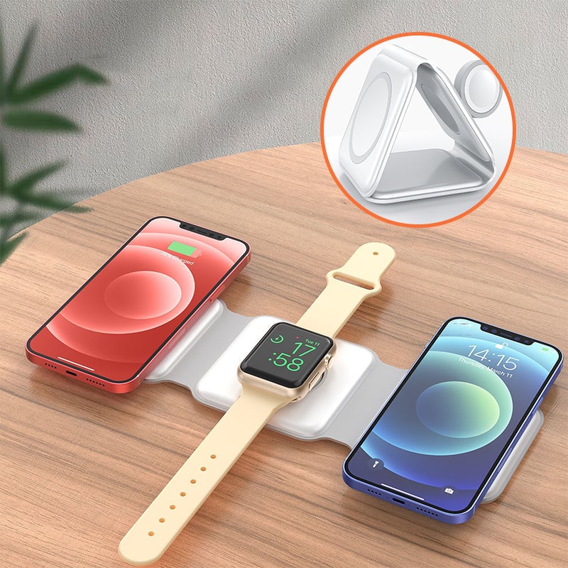 Nuovo caricabatterie wireless pieghevole 3 in 1