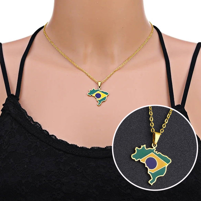 Collana creativa con mappa e bandiera