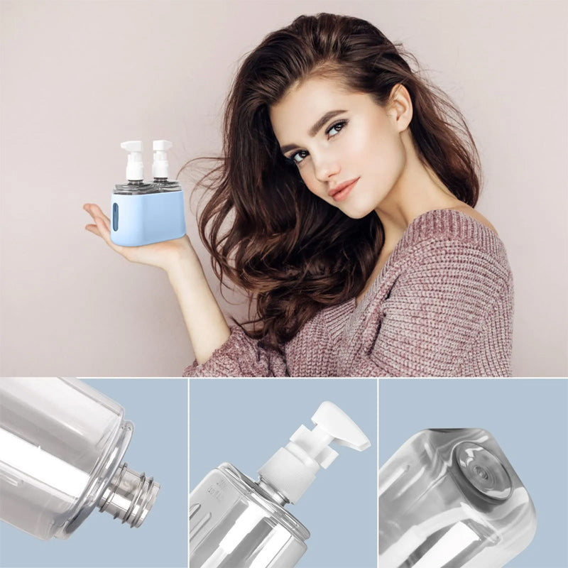Set di bottiglie da viaggio portatili con dispenser per shampoo