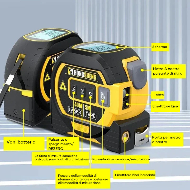 Metro a nastro laser a infrarossi 3 in 1