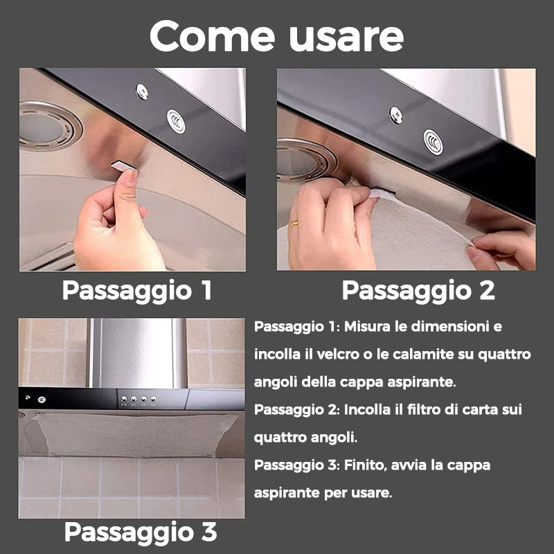 Carta filtro per cappa da cucina