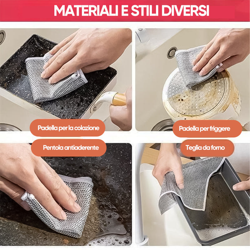 Panni multiuso per lavastoviglie in filo metallico per uso asciutto e bagnato