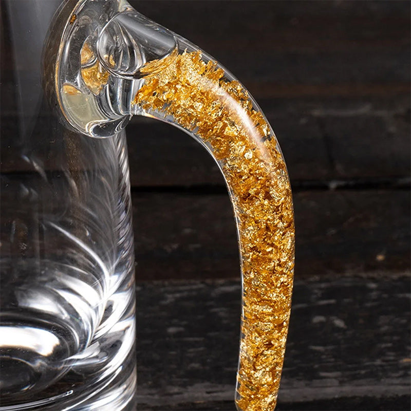 Bicchieri da whisky in vetro 3D Glacier con lamina d'oro e cristallo