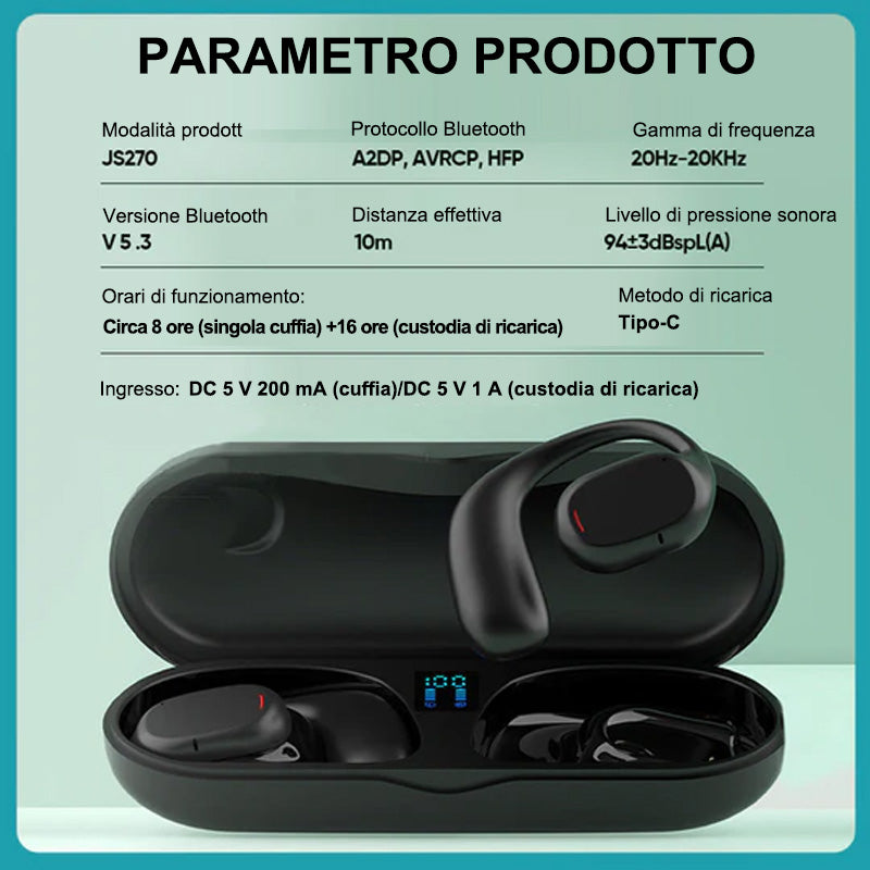 Auricolare Bluetooth senza fili con gancio per l'orecchio
