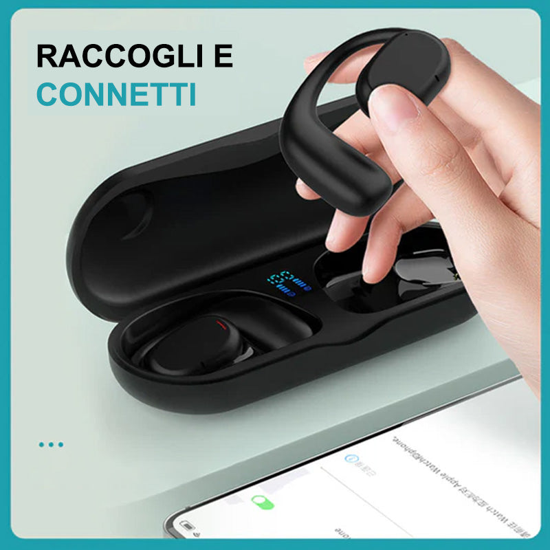 Auricolare Bluetooth senza fili con gancio per l'orecchio