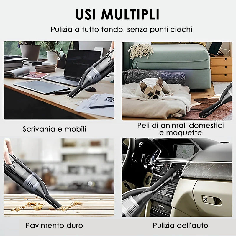 Aspirapolvere portatile senza fili per auto