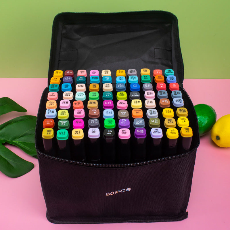 Set di pennarelli a doppia punta premium da 80 colori con custodia per il trasporto