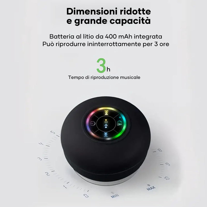 Mini altoparlante da doccia Bluetooth con luce LED