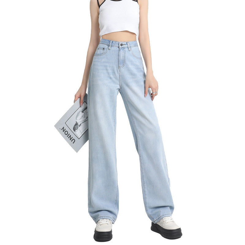 Jeans a gamba larga a vita alta in Lyocell