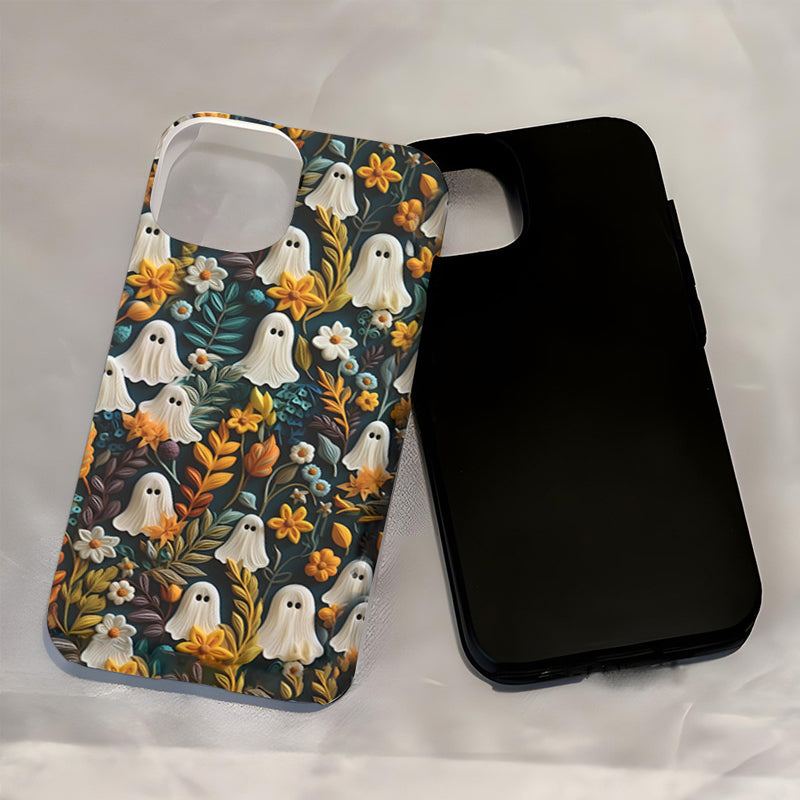 Custodia per cellulare con motivo Cartoon Fantasma e Fiore