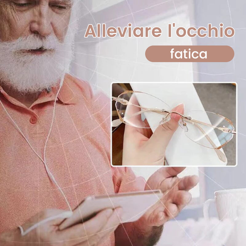 Occhiali da lettura senza montatura con luce anti-blu alla moda