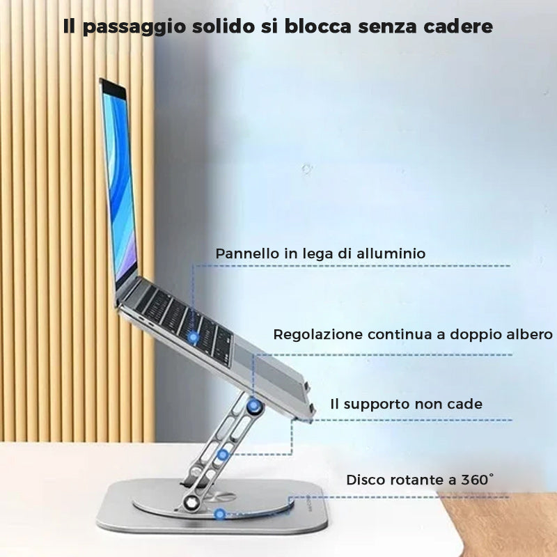 Staffa girevole in lega di alluminio per supporto per laptop