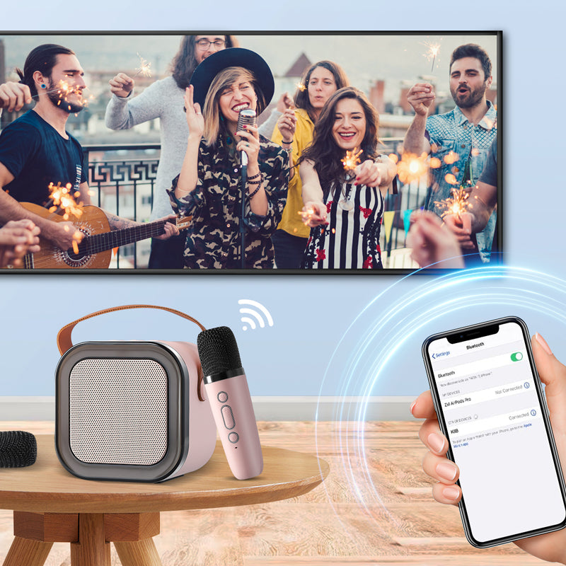 Mini macchina per karaoke con microfoni wireless