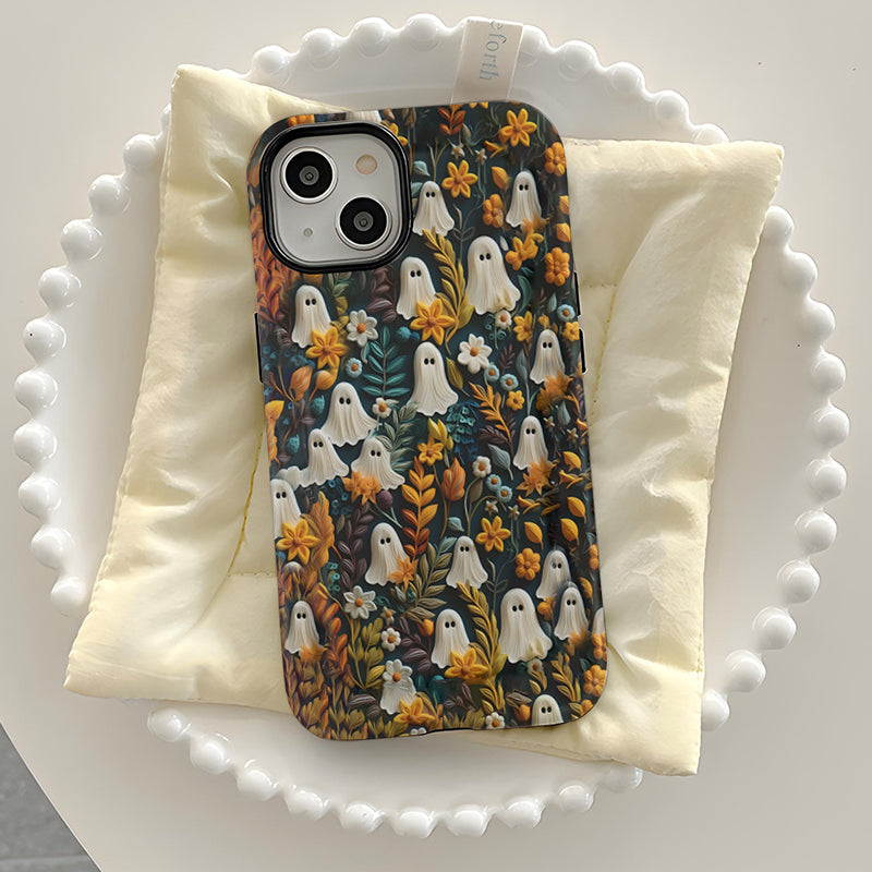 Custodia per cellulare con motivo Cartoon Fantasma e Fiore