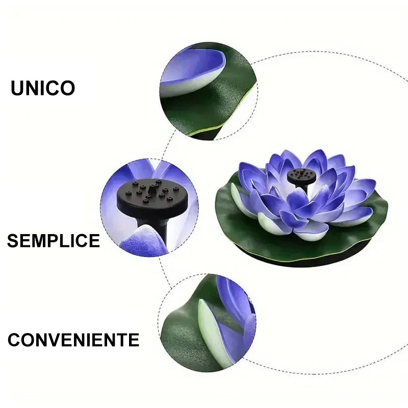 Laghetto con fontana solare a forma di loto decorativo