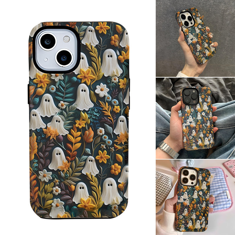 Custodia per cellulare con motivo Cartoon Fantasma e Fiore