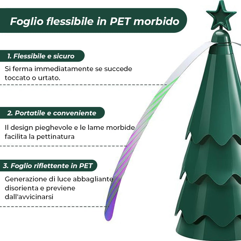 Ventola repellente con lame olografiche per tenere lontane le mosche