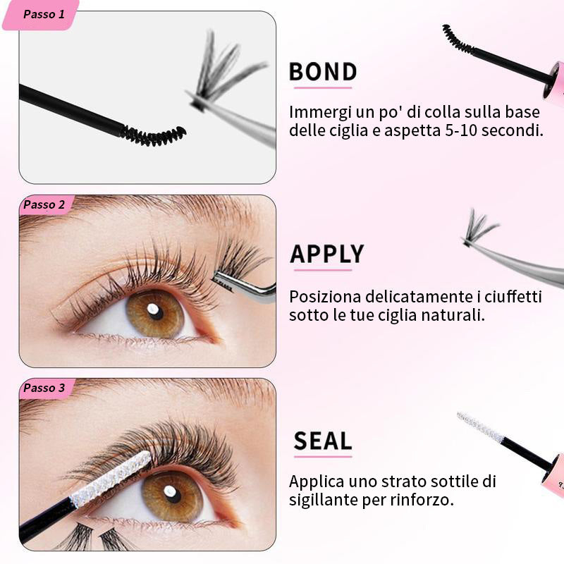 Set di extension ciglia finte naturali e voluminose