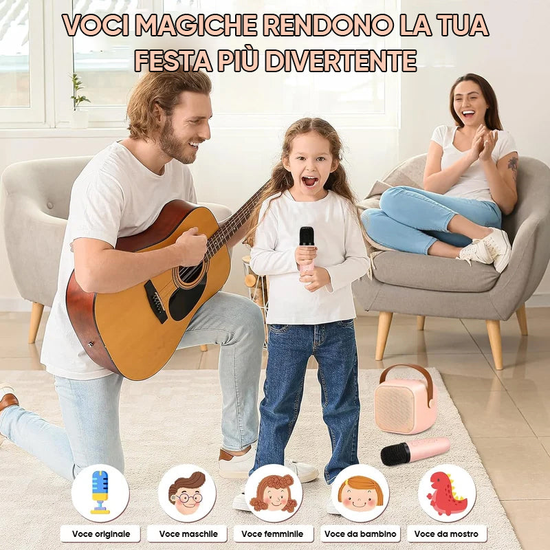 Mini macchina per karaoke con microfoni wireless