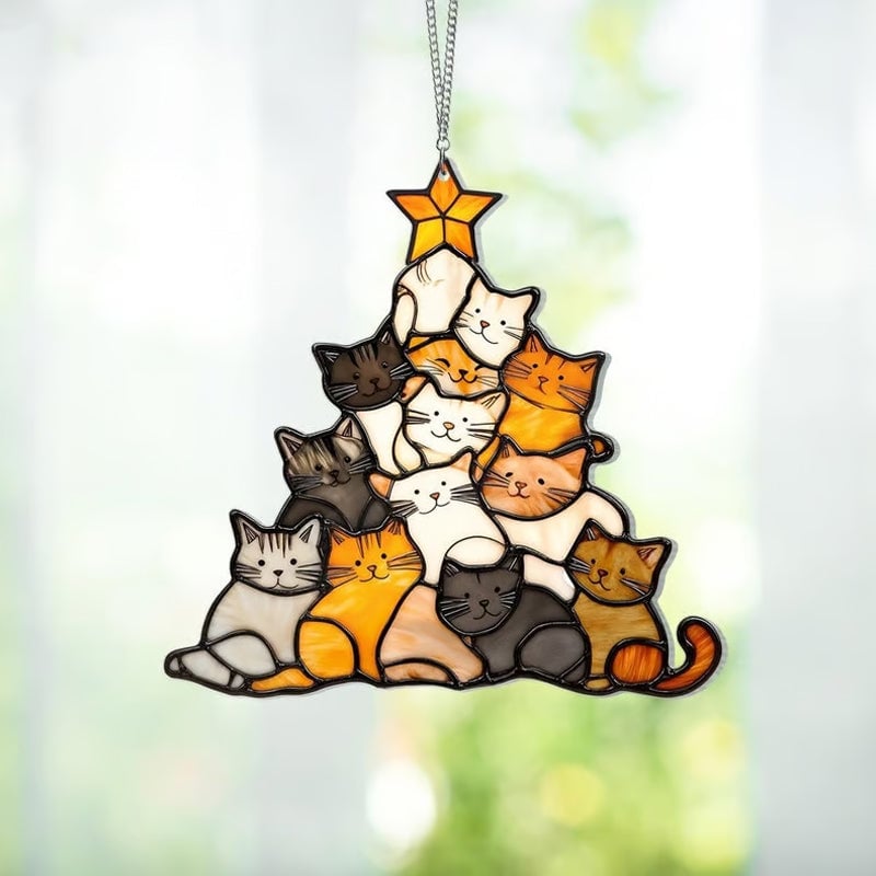 Gatto dell'albero di Natale che insegue il sole