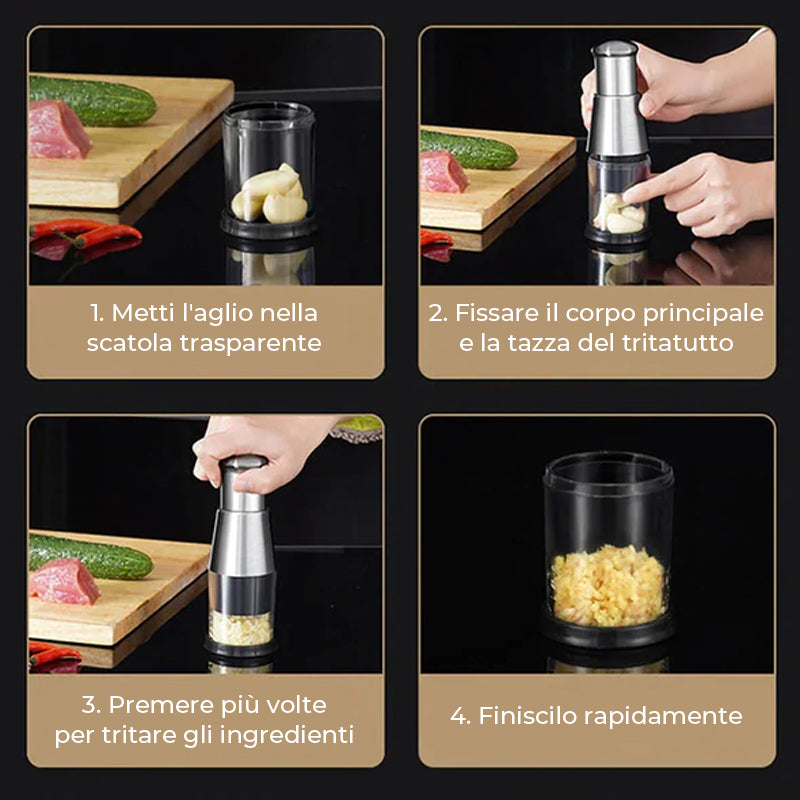 Tritatutto per aglio pressato manualmente