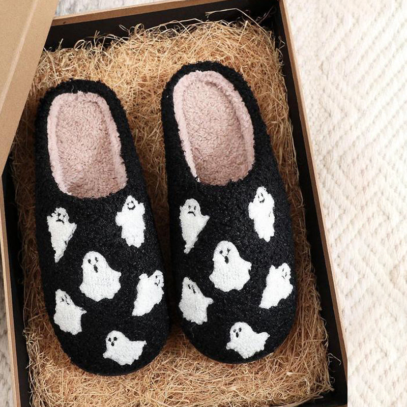 Pantofole di peluche fantasma di Halloween