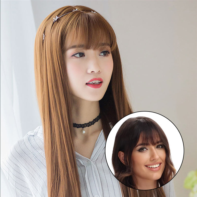 Estensione per capelli senza cuciture con frangia 3D a clip