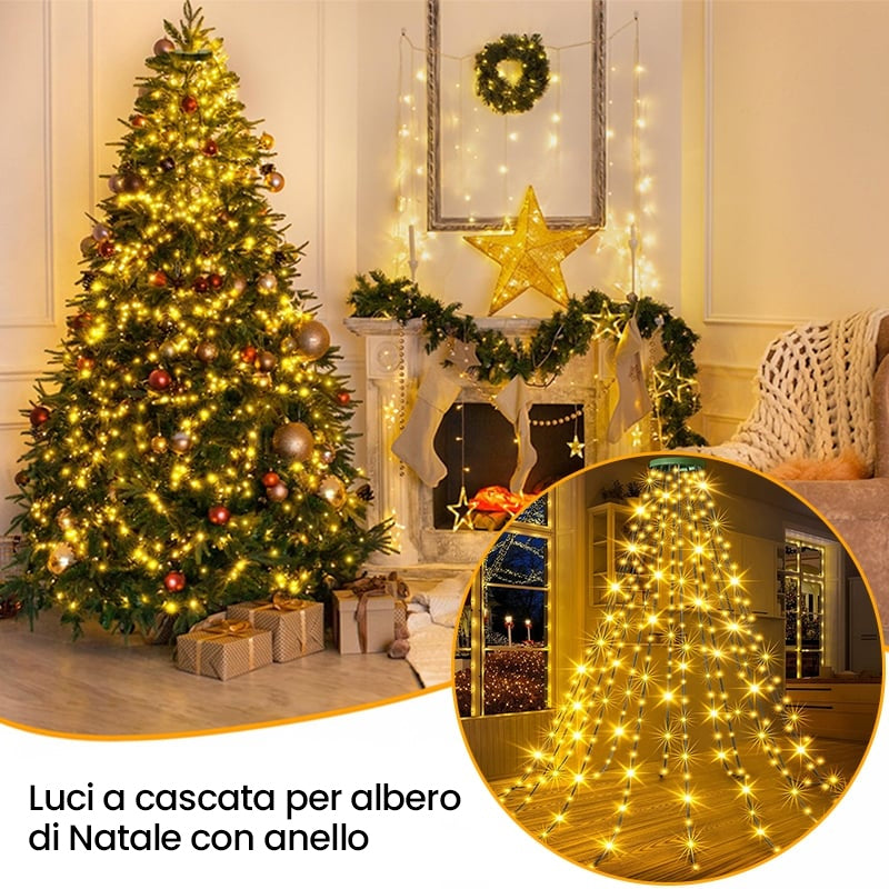 Luci a cascata per albero di Natale con anello
