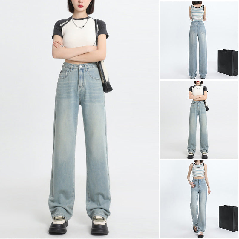 Jeans a gamba larga a vita alta in Lyocell