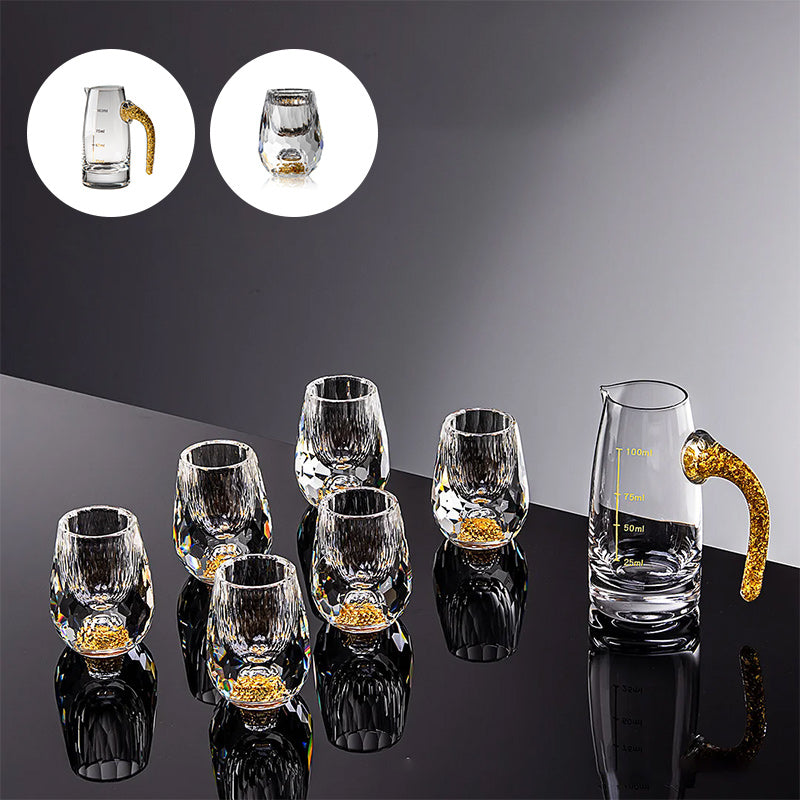 Bicchieri da whisky in vetro 3D Glacier con lamina d'oro e cristallo