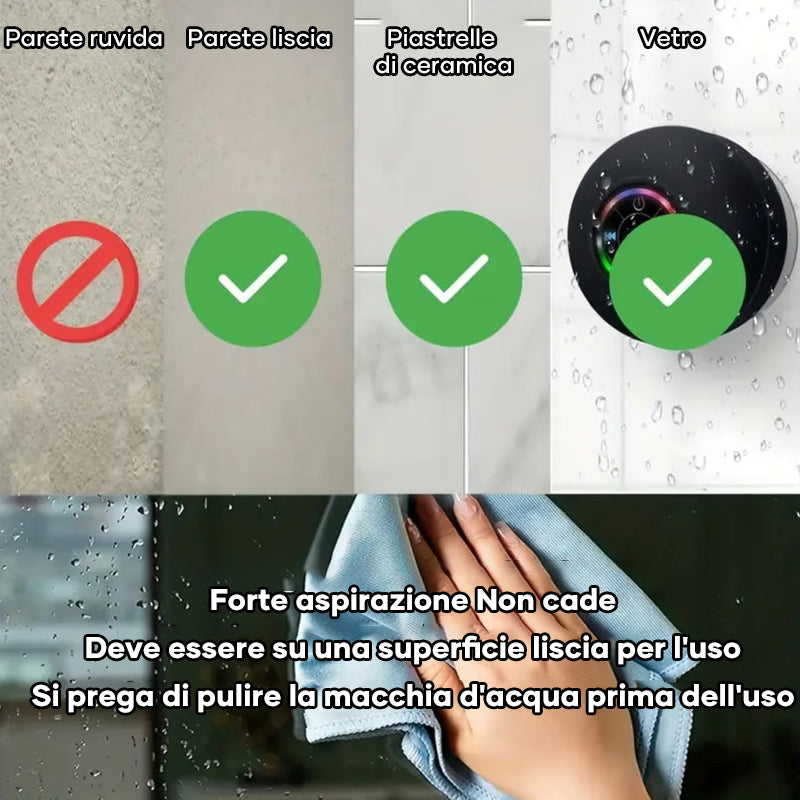 Mini altoparlante da doccia Bluetooth con luce LED