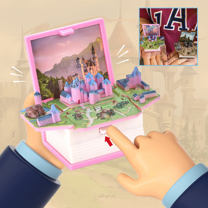 Portachiavi a libro pop-up in 3D stereoscopico