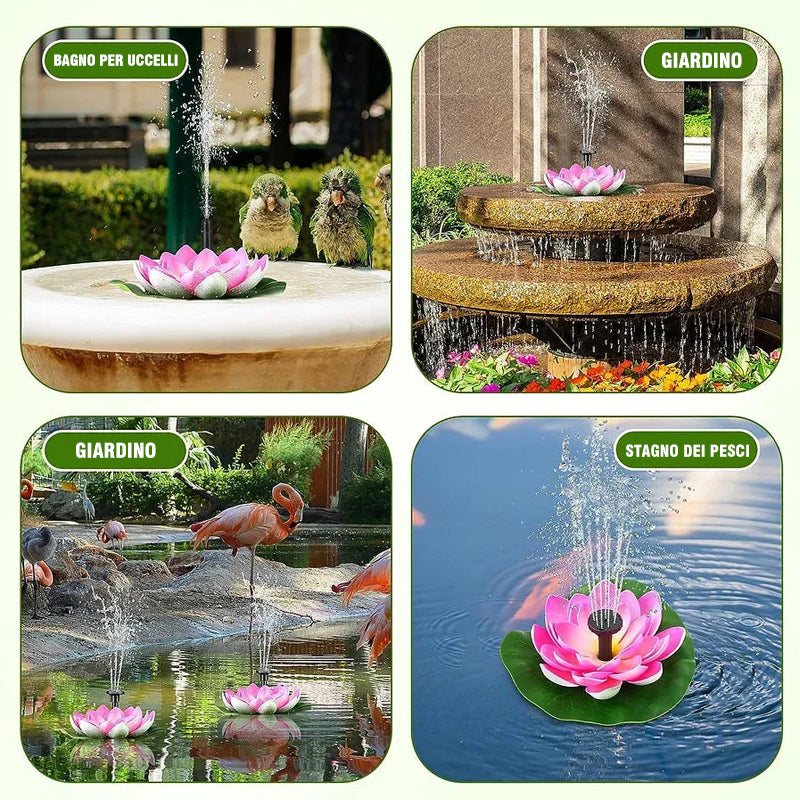 Laghetto con fontana solare a forma di loto decorativo