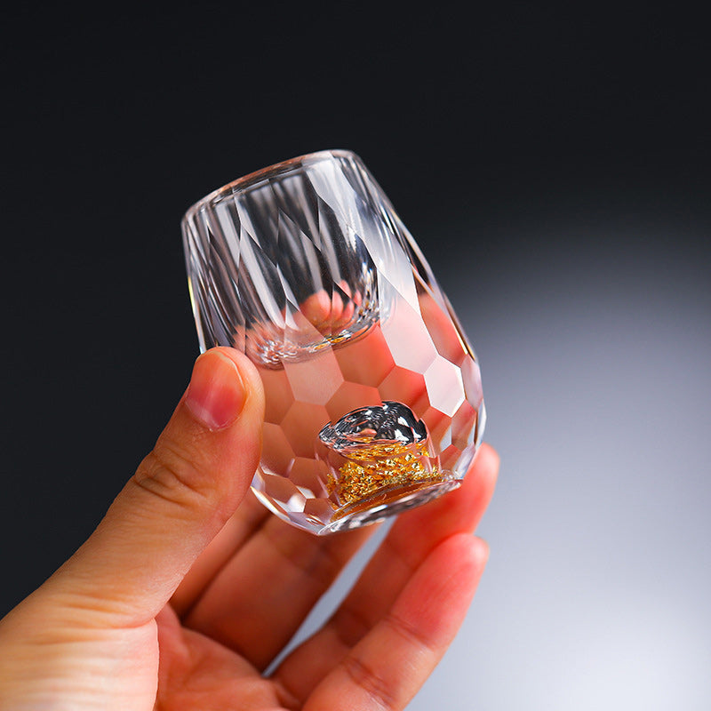 Bicchieri da whisky in vetro 3D Glacier con lamina d'oro e cristallo