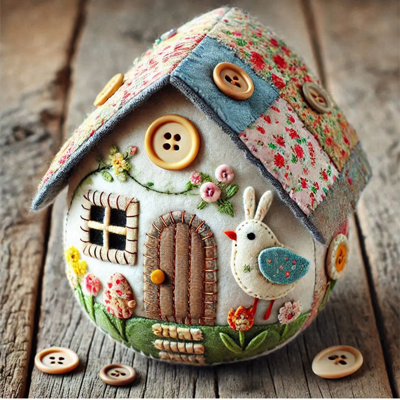 Kit fai da te per casetta a forma di uovo in feltro patchwork
