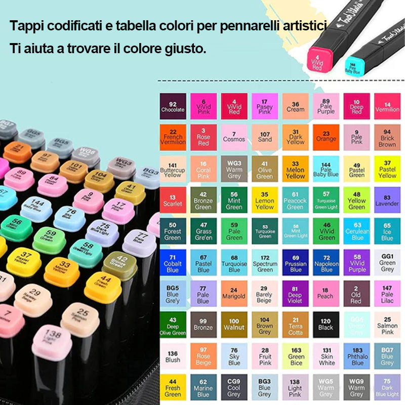 Set di pennarelli a doppia punta premium da 80 colori con custodia per il trasporto