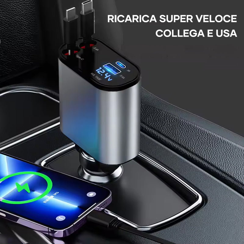 Caricatore per Auto Retrattile a Ricarica Rapida