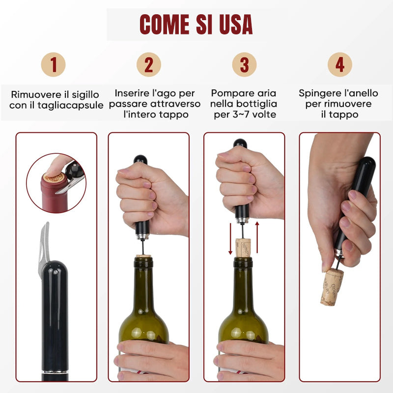 Apribottiglie a pompa d'aria