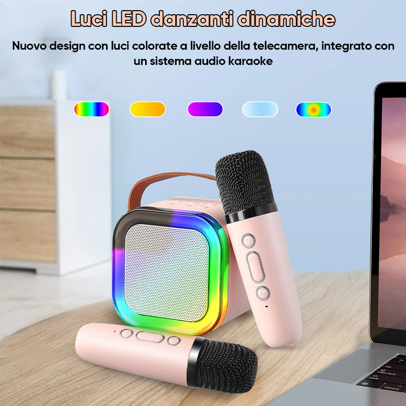 Mini macchina per karaoke con microfoni wireless