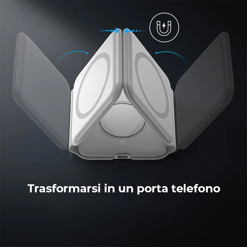 Nuovo caricabatterie wireless pieghevole 3 in 1