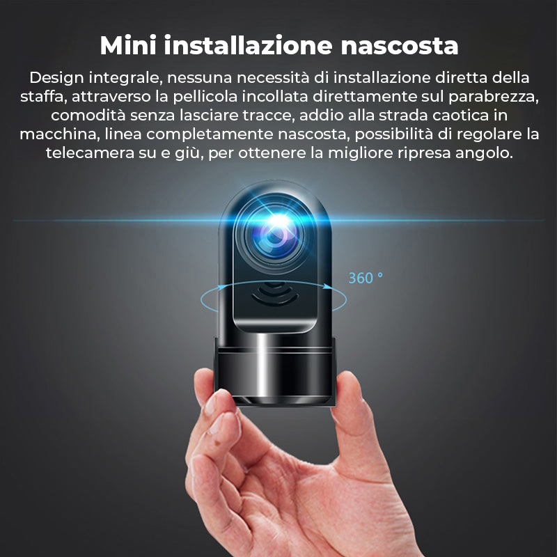 Mini telecamera da cruscotto ADAS 1080P HD con rotazione a 360°