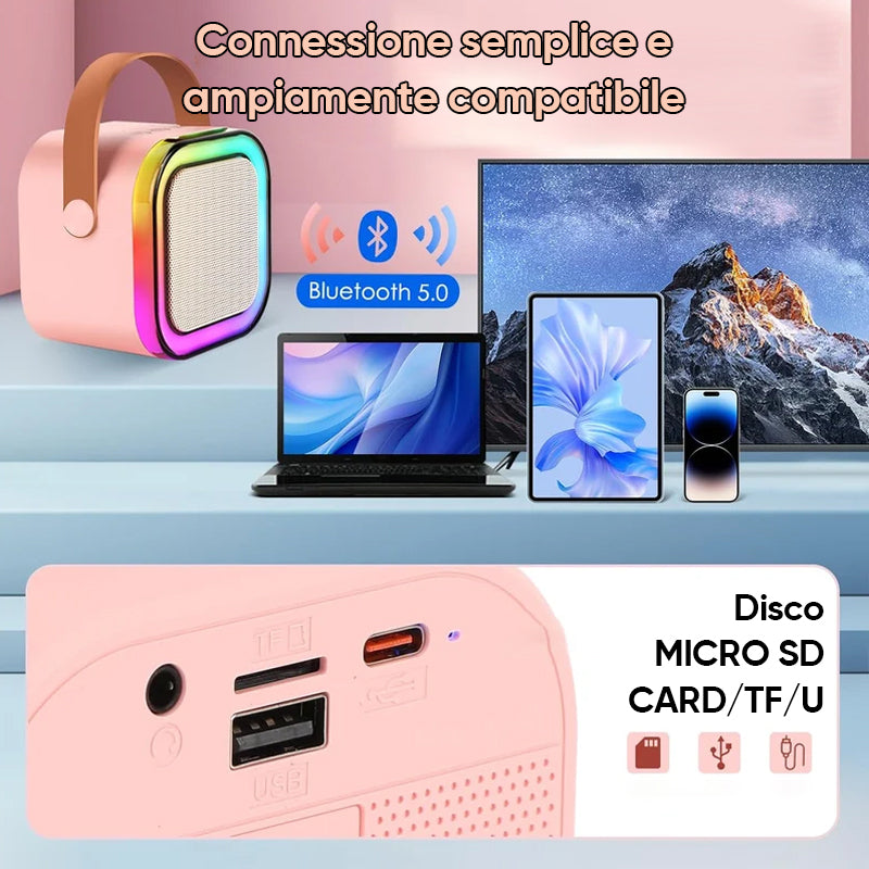 Mini macchina per karaoke con microfoni wireless