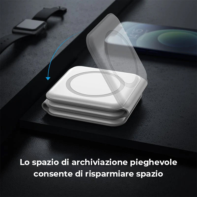 Nuovo caricabatterie wireless pieghevole 3 in 1