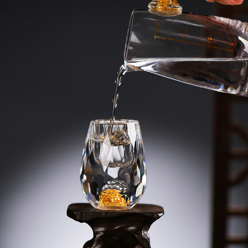 Bicchieri da whisky in vetro 3D Glacier con lamina d'oro e cristallo