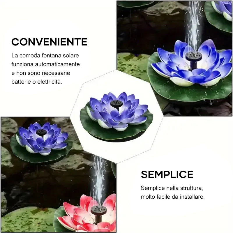 Laghetto con fontana solare a forma di loto decorativo