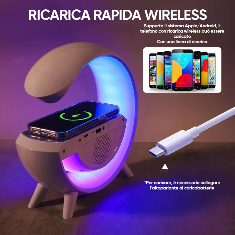 Altoparlante di ricarica wireless LED a forma di G